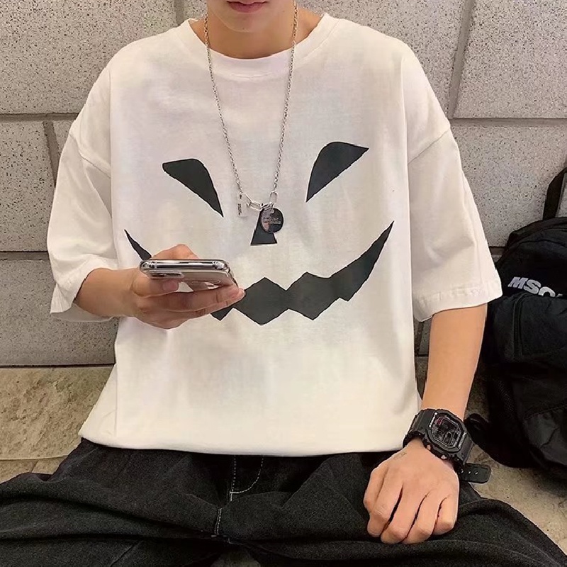 Áo Thun Tay Ngắn Dáng Rộng Cỡ Lớn In Hoạt Hình Kiểu Hip-Hop Đường Phố Nhật Bản Cá Tính Cho Nam