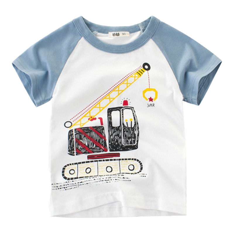 Áo Thun Tay Ngắn In Hình Xe Hơi Cho Bé Trai & Gái