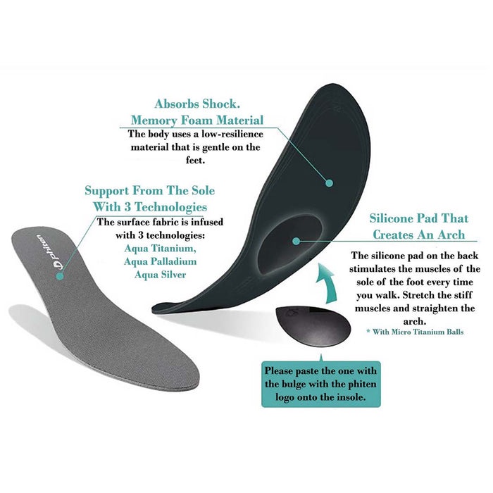 Lót giày êm chân Phiten metatarsal insole có đệm hõm cho bàn chân bẹt TI465003/TI465004