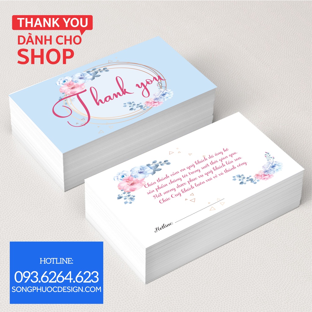 Mẫu 12 - Thiệp cảm ơn, card thank you, card cảm ơn khách hàng cho shop - In Song Phước