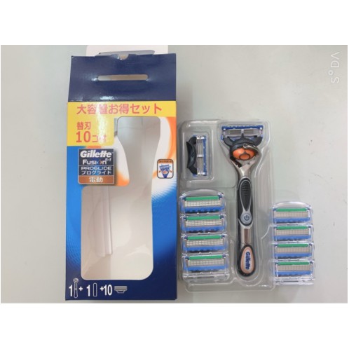 COMBO Dao cạo râu +  10 lưỡi  Dao Cạo Râu_Gillette 5 + 1 Fusion Proglide có chạy pin