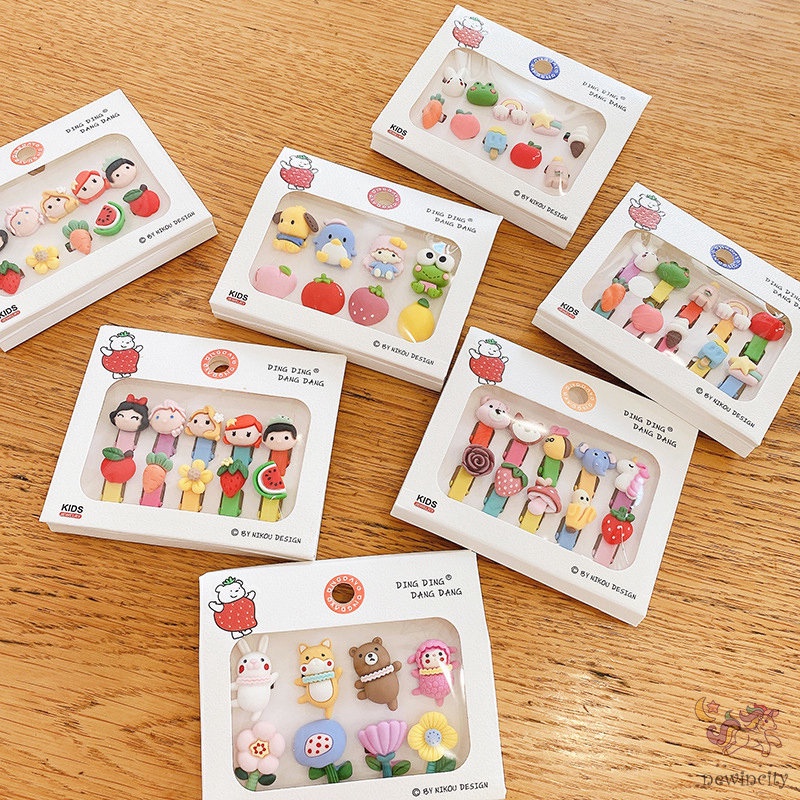 Set 10/ 8 kẹp tóc/ dây buộc tóc hình động vật hoạt hình xinh xắn cho bé gái