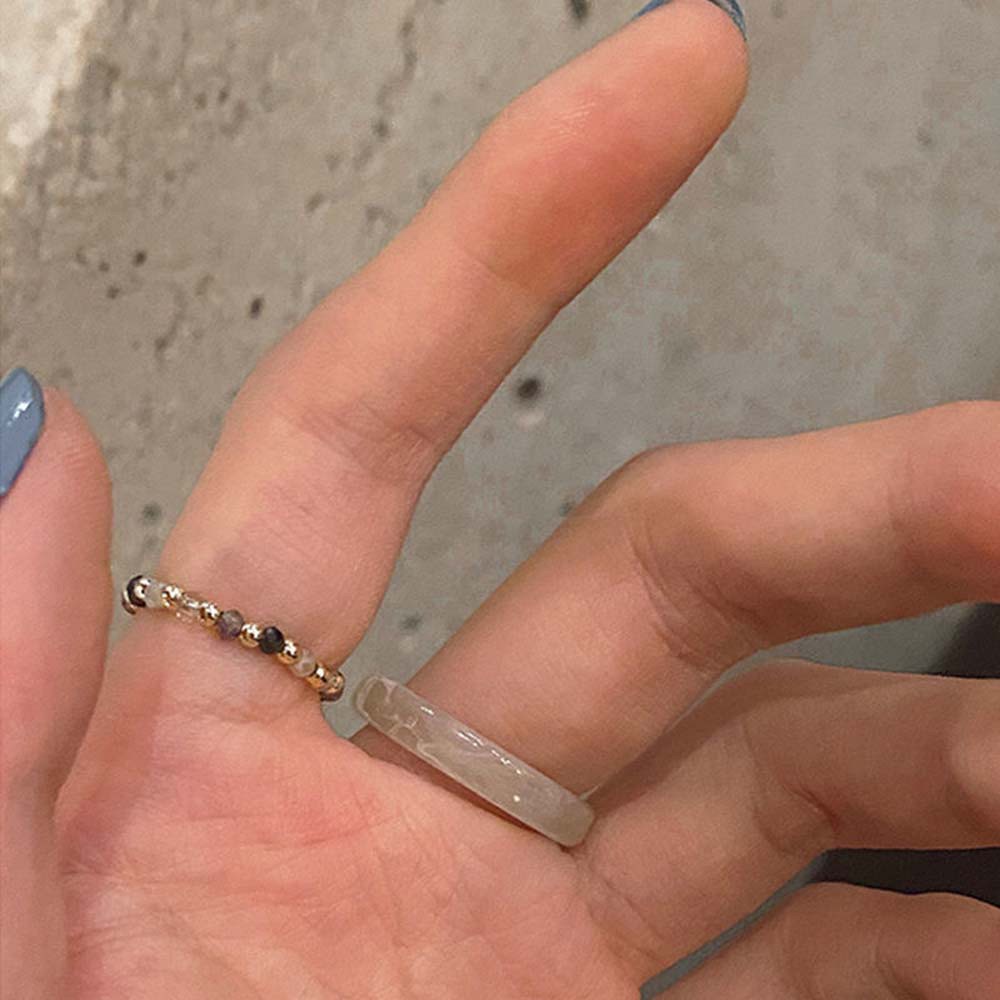 Set 4 nhẫn đeo ngón tay bằng nhựa resin nhiều màu thời trang cổ điển cá tính dành cho nữ