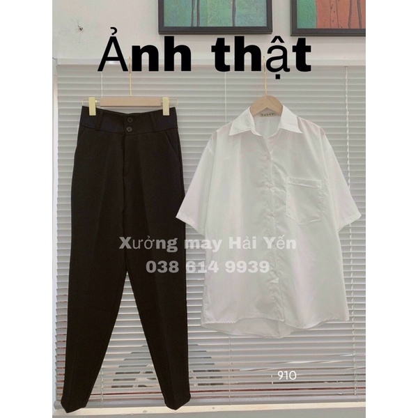 Sét quần Tây lưng cao kèm áo tay lỡ siêu hót mã q910