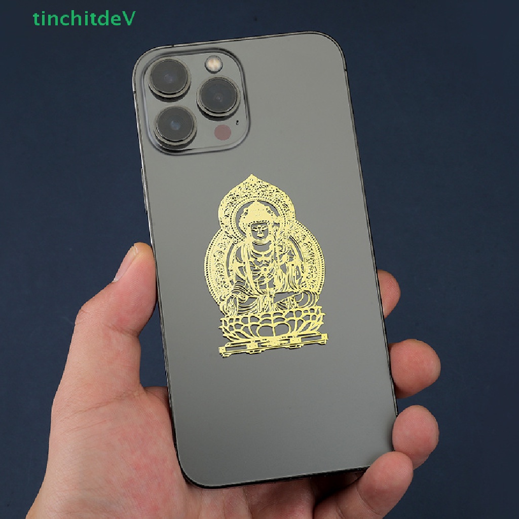 1 Miếng Dán Trang Trí Điện Thoại / Cửa Sổ Hình Tượng Phật Tây Tạng Màu Vàng Kim 3D