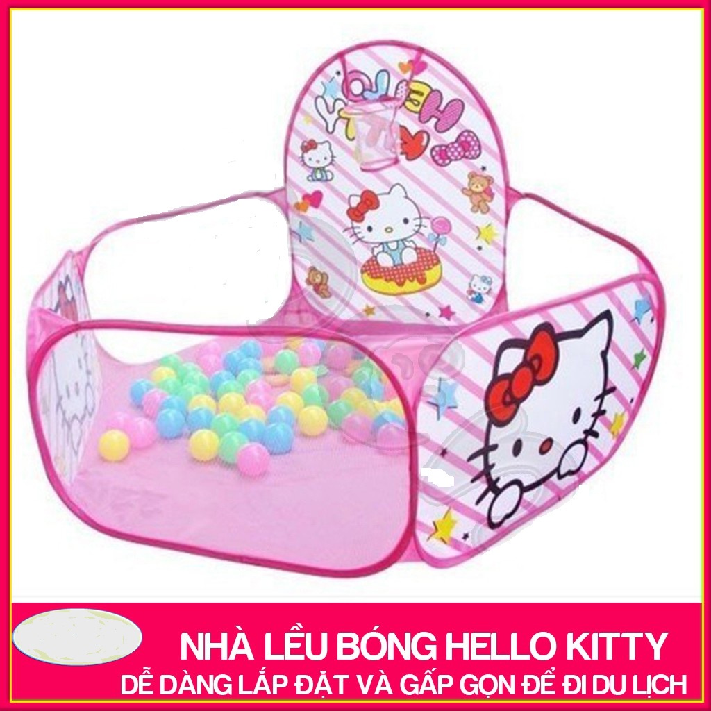 LỀU BÓNG KITTY VÀ DOREMON HOẠ TIẾT XINH XẮN TẶNG KÈM 100 BÓNG CHẤT LIỆU ĐÀN HỒI ĐỘ BỀN CAO