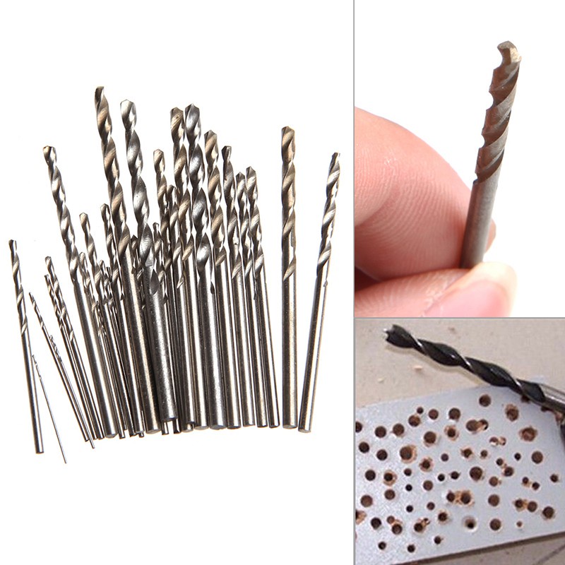 WER 28Pcs Mini Micro HSS Twist Drill Bits Set Metric 0.3-3.0mm Sizes For PCB Crafts