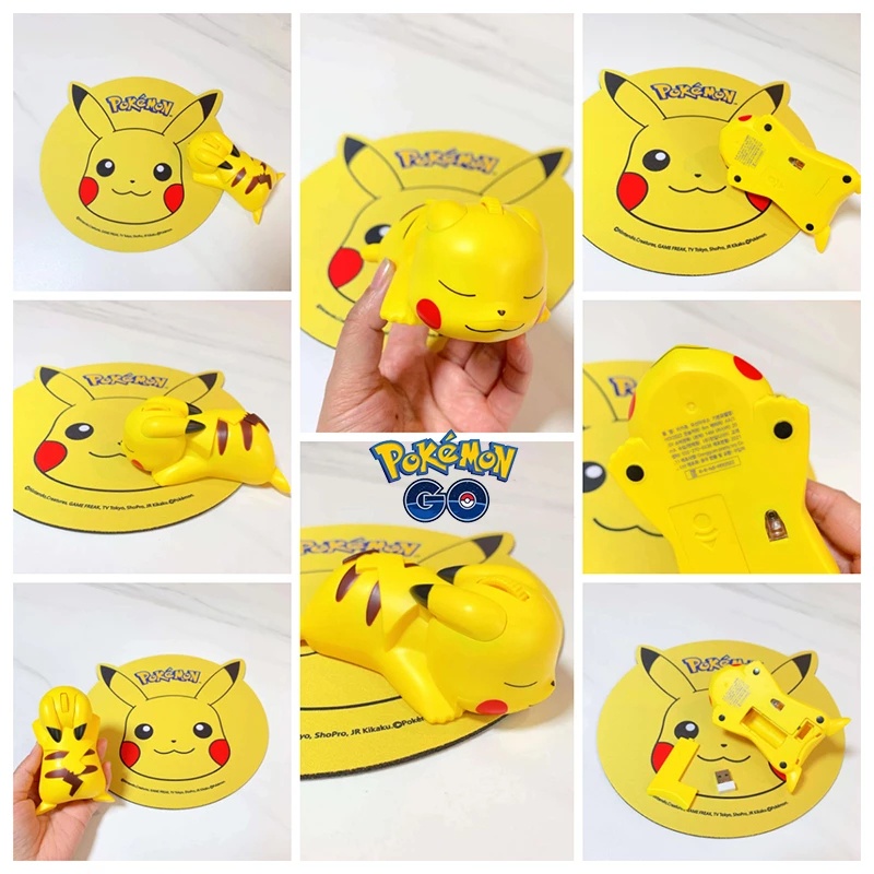 Chuột Máy Tính Bluetooth Không Dây Bluetooth Gaming USB 2.4G 1200 DPI Pokemon Pikachu Silent Mouse Cho Máy Tính Laptop