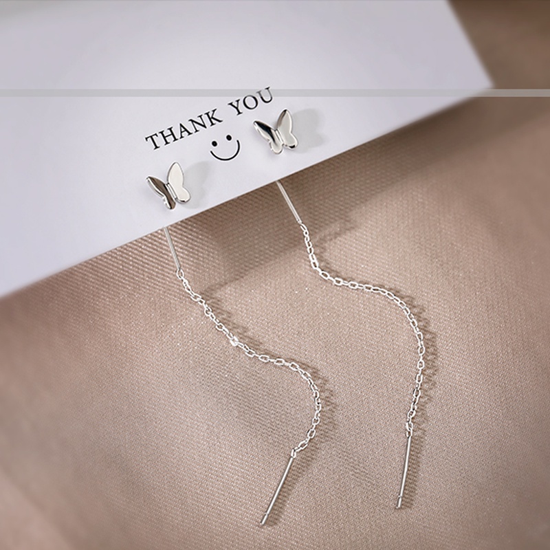 Đôi Bông Tai Bạc s925 Hình Bươm Bướm Thanh Lịch Dành Cho Nữ