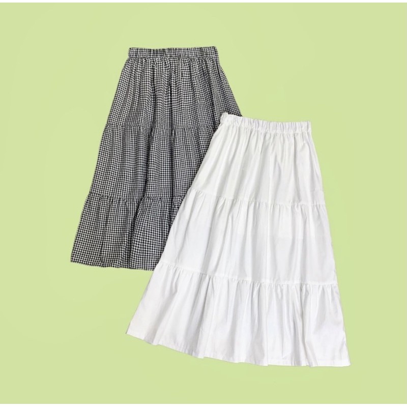 Chân váy dài 3 tầng vải thô mát - CUPCAKE MIDI SKIRT