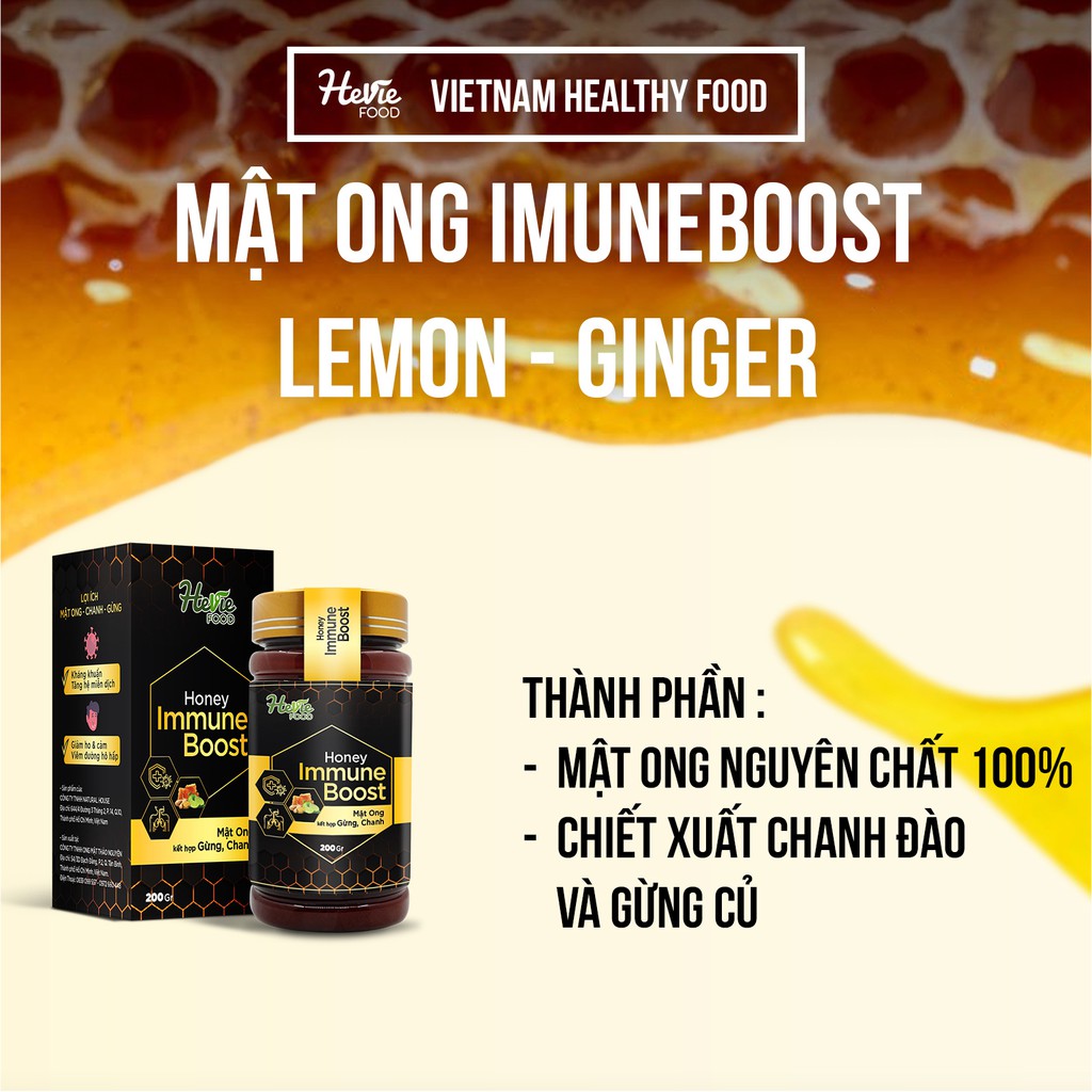 Mật ong Immuneboost chiết xuất Chanh Gừng 200g HeVieFood | BigBuy360 - bigbuy360.vn