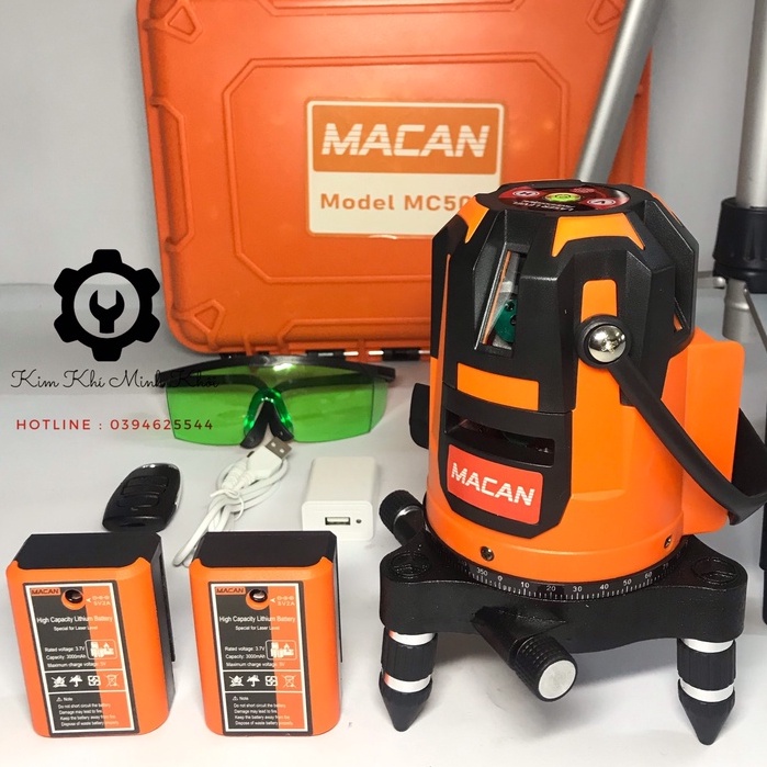 [sịn] Máy cân bằng laser MACAN 5 tia xanh 2 pin| Máy cân mực lazer | Máy bắn cốt chính hãng