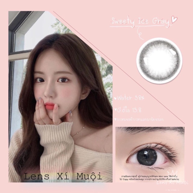 Lens Sweety Ice/Shine Gray có độ cận (0-7độ)