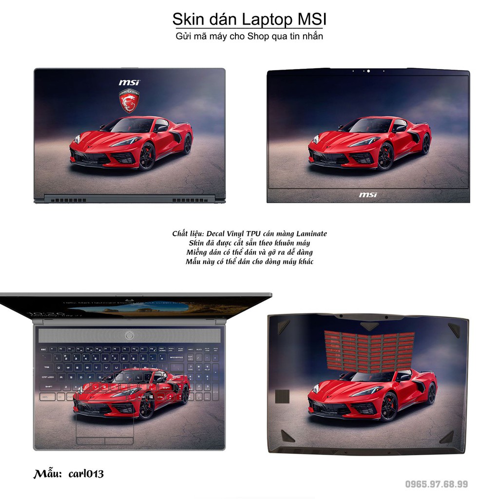 Skin dán Laptop MSI in hình xe hơi (inbox mã máy cho Shop)