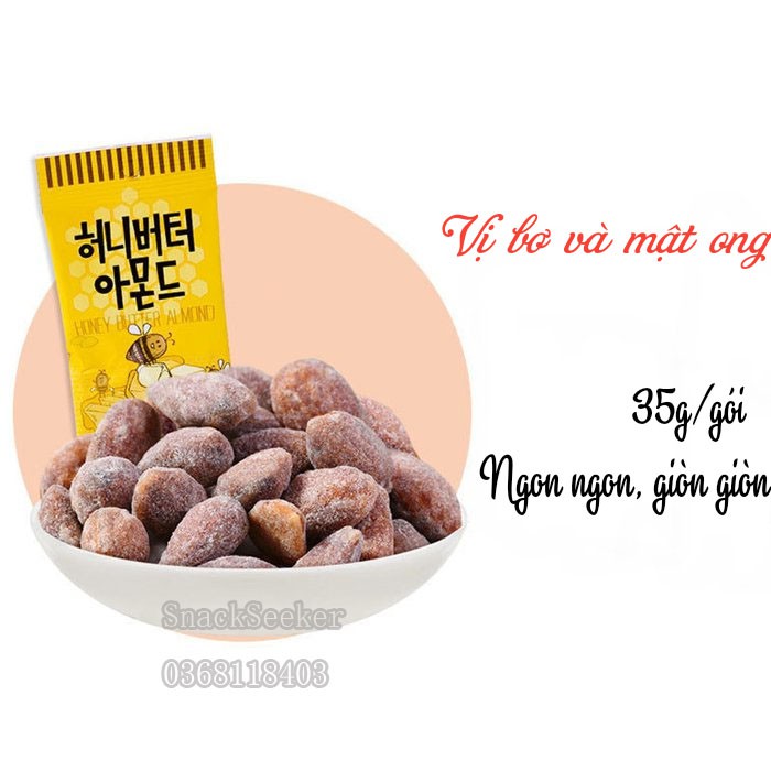 Hạt hạnh nhân tẩm bơ mật ong Hàn Quốc Tom's farm- Gói 35g- SNACK SEEKER