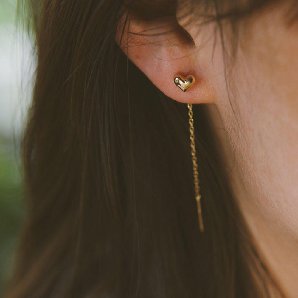 Bông Tai Dáng Dài Hình Trái Tim Phong Cách Vintage Ngọt Ngào Cho Nữ