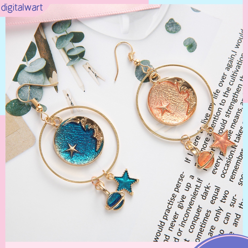 Cặp hoa tai thời trang họa tiết hình trái đất/ngôi sao dành cho nữ