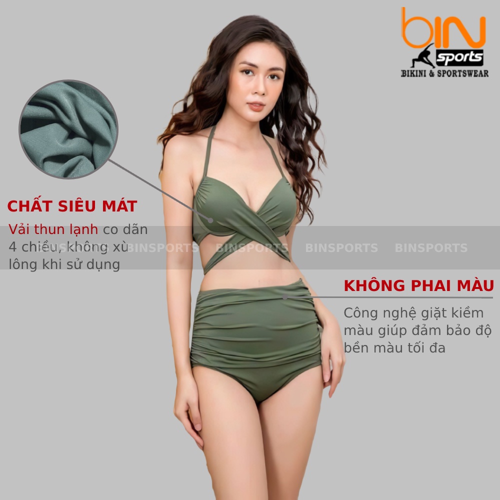 Bikini Nữ Hai Mảnh Cạp Cao Freesize Bin Sports BHV019