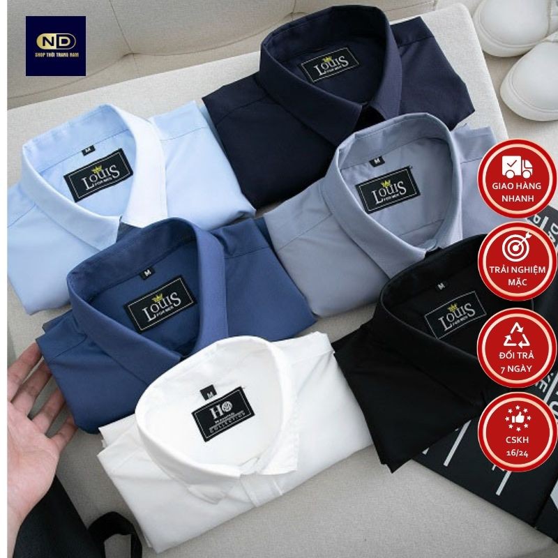 áo sơ mi nam tay ngắn - áo sơ mi chất liệu cotton - áo nam ngắn tay phù hợp nơi công sở | BigBuy360 - bigbuy360.vn