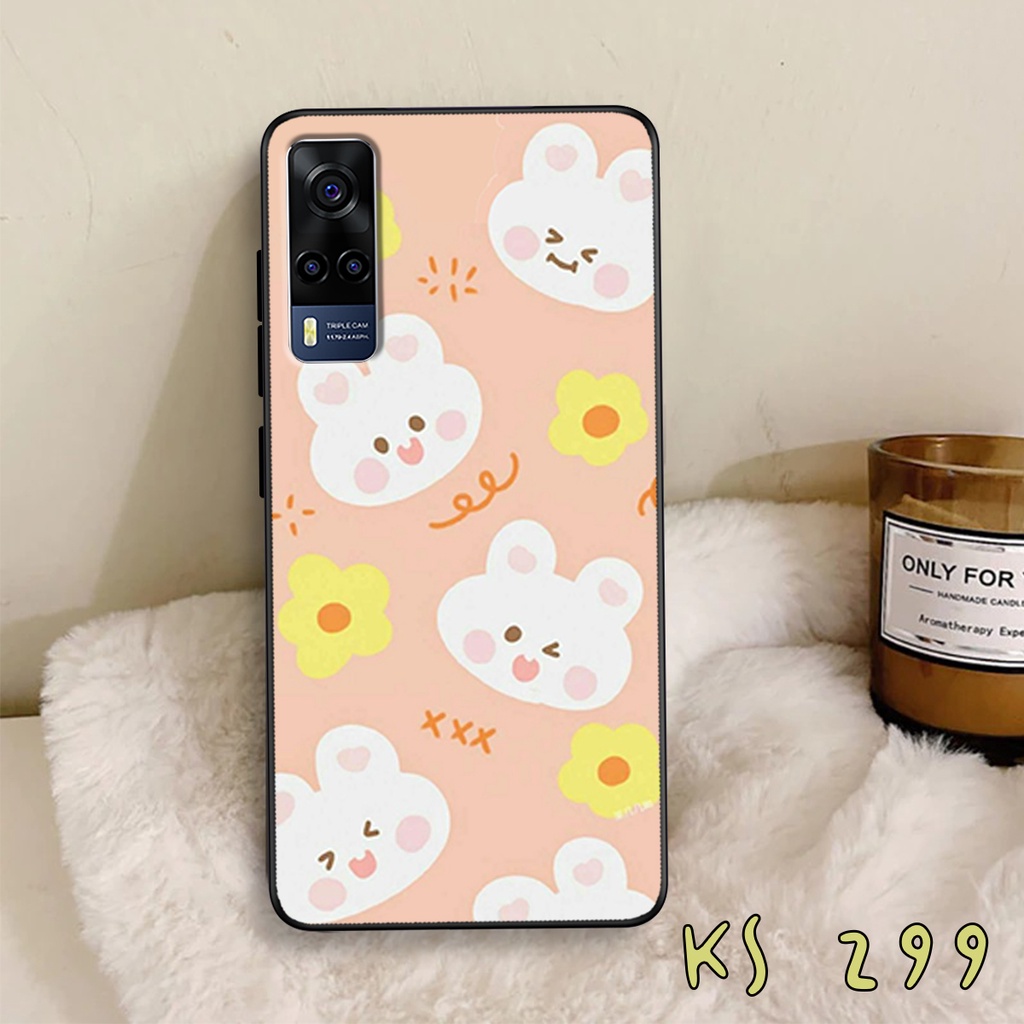 Ốp lưng Vivo Y72 5G - Y51 2020 - Y53s - Ốp lưng vivo in hình gấu &amp; thỏ đang yêu - lưng nhám viền TPU cao cấp