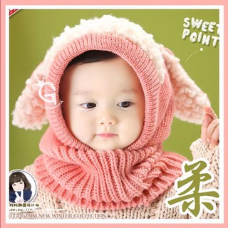 Mũ len tai cừu liền khăn kute
