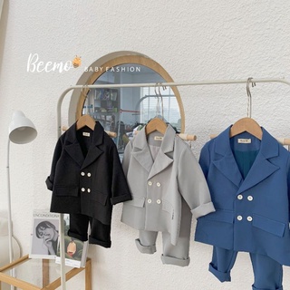 [Beemo fashion kids]_Bộ vest tex hàn 4 khuy trắng cho bé trai 9 đến 23kg