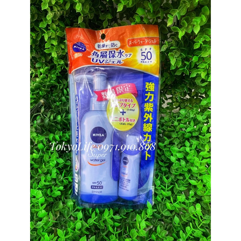 NIVEA- Kem chống nắng Protect Super Water Gel SPF 50+ dạng vòi 140g+ tặng thêm lọ 20g