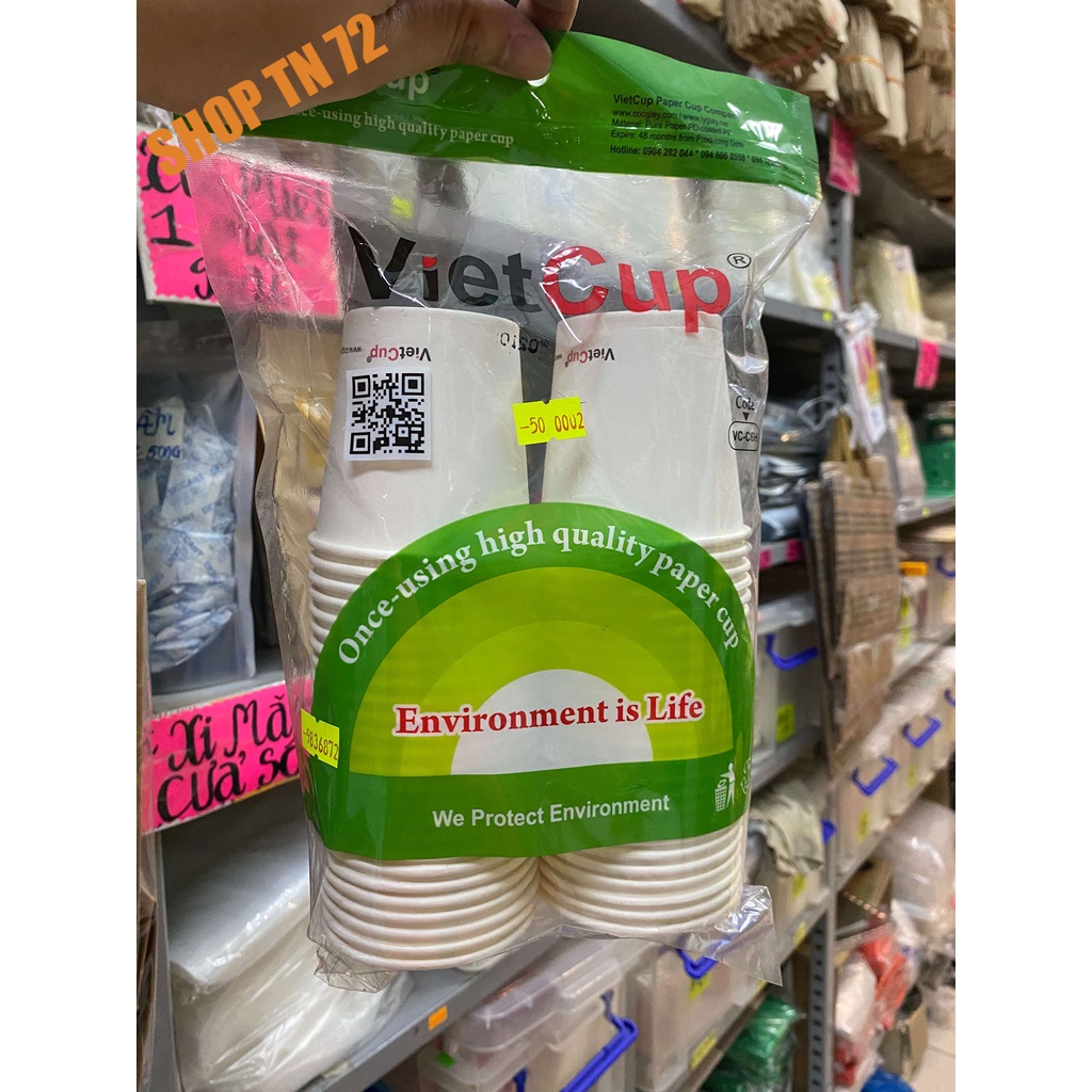 Cốc Giấy Dùng 1 Lần Bảo Vệ Môi Trường 50 cái