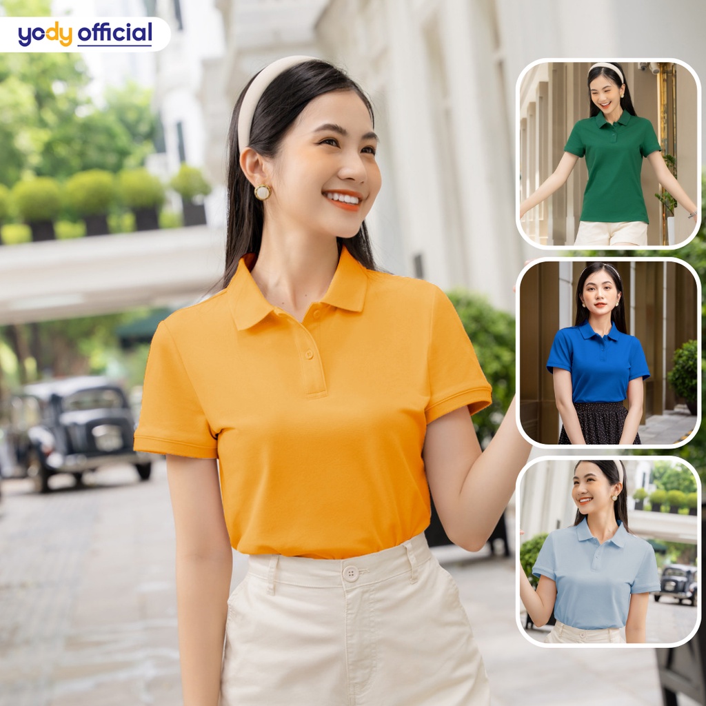 Áo polo nữ YODY vải cotton mắt chim gia đình mềm mại chống nhăn nhàu bai gião APN5434 - NPS44 | BigBuy360 - bigbuy360.vn