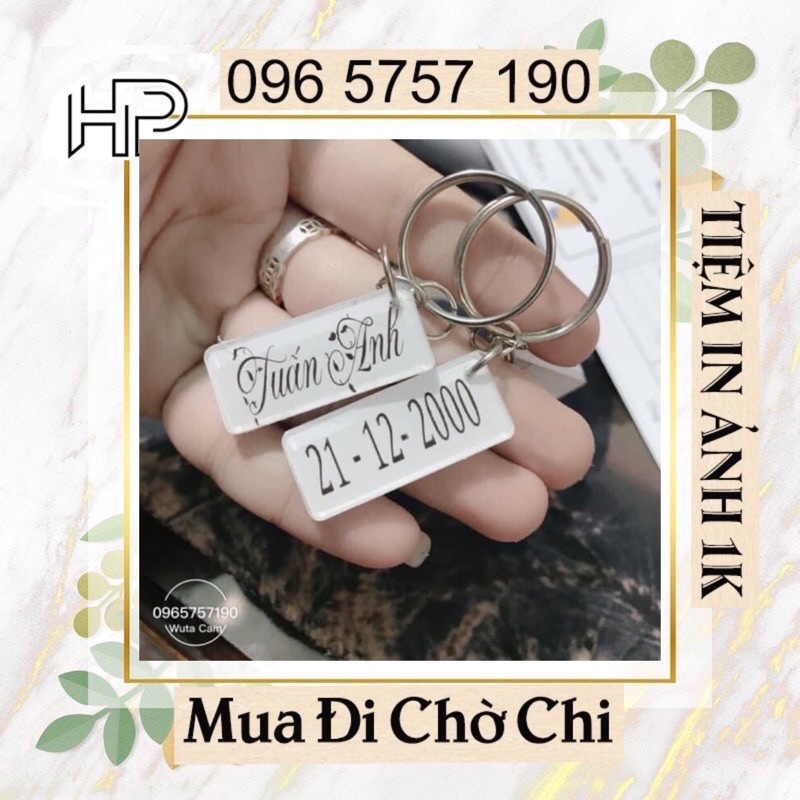 Móc khoá mica in chữ theo yêu cầu