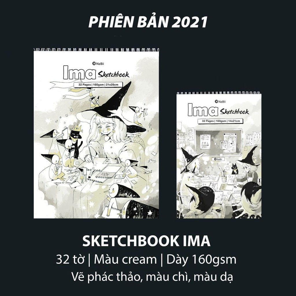 (Phiên bản mới 2021) Sổ phác thảo Nabii Ima Sketchbook 160gsm 32 tờ