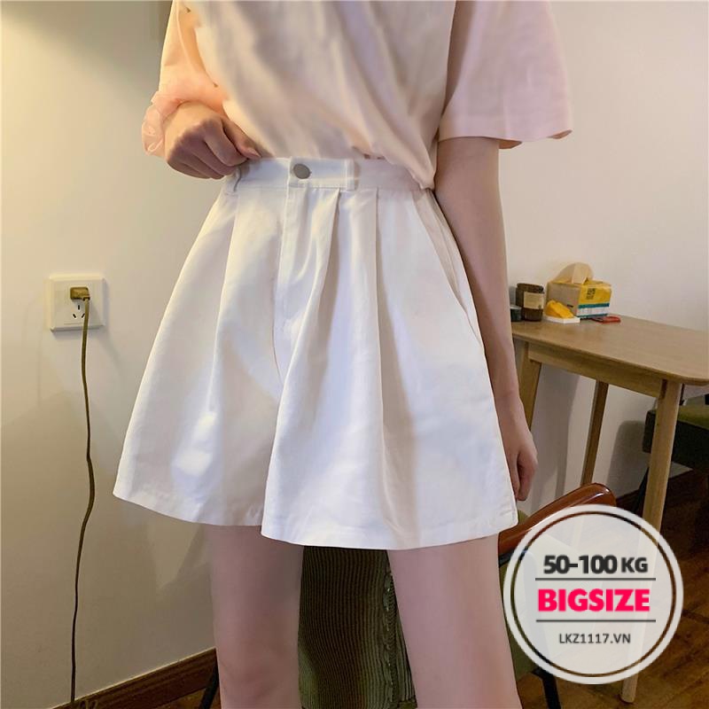 quần ống rộng Bigsize quần short quần đùi nữ cạp chun lưng thun chữ a mùa hè Phong cách Hàn Quốc Thời Trang tiểu thư cá tính xinh đẹp cho người mập béo