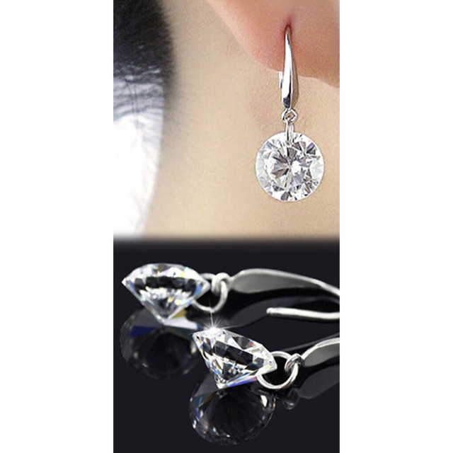Khuyên tai treo đá nhân tạo cao cấp 10ly- 12ly sáng bạc ta móc