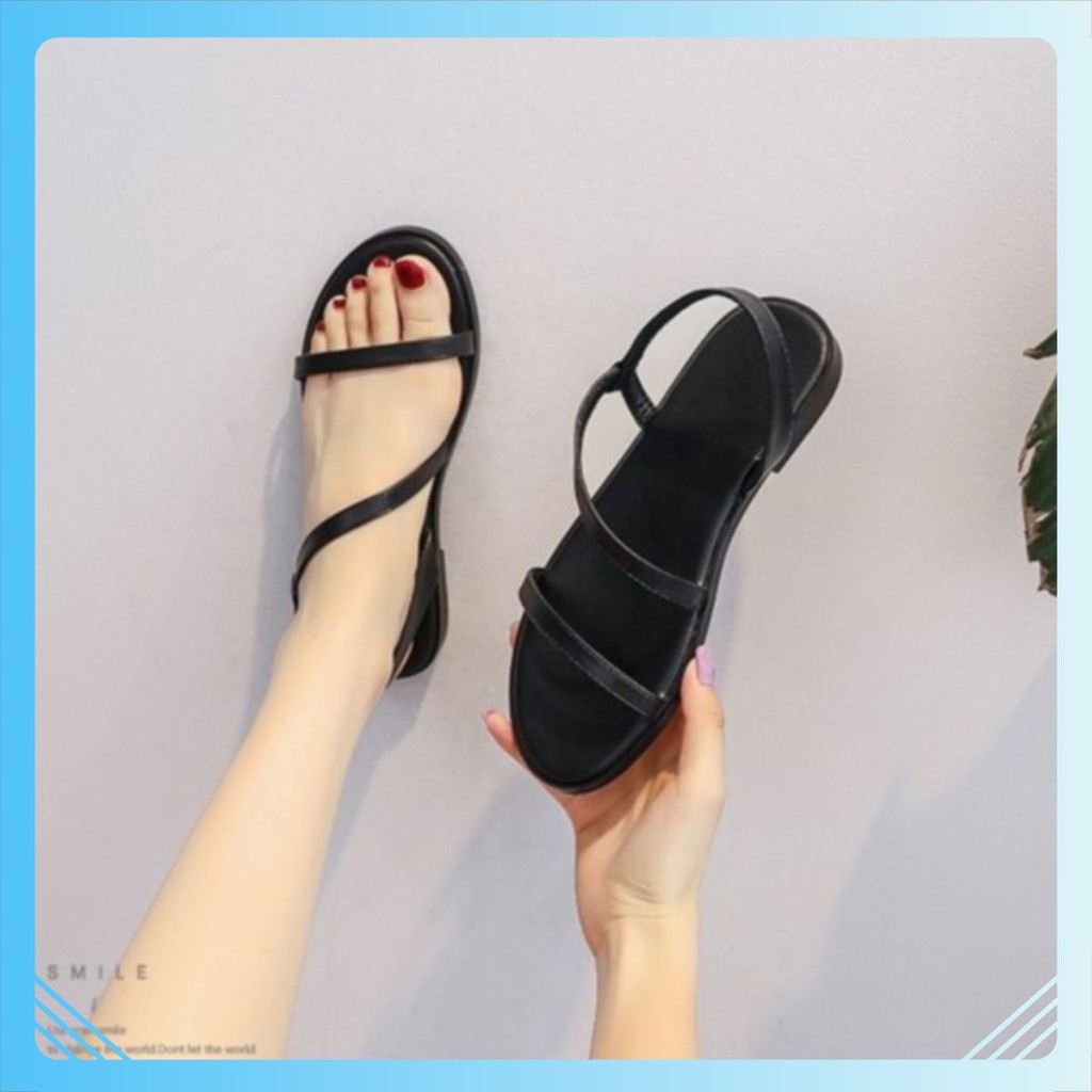 Giày sandal đế phẳng mũi tròn thiết kế quai đan  thoải mái thời trang cho nữ mã LNS37