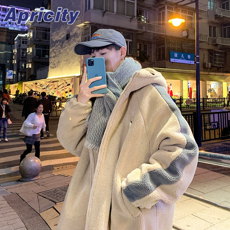 Aprilicity Áo Khoác Đệm cotton Lông Cừu Lót Nhung Dày Dặn Phong Cách Hàn Quốc Thời Trang Mùa Đông Cho Nam