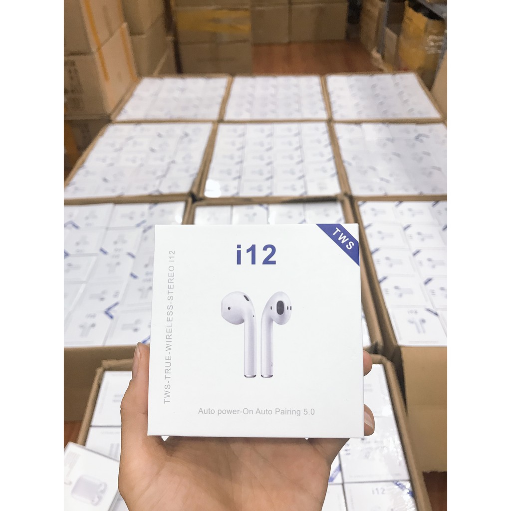 [Lỗi 1 Đổi 1] Tai Nghe Bluetooth Không Dây i12 TWS 5.0 Âm Thanh Nổi, Pin Bền,Cảm Biến Vân Tay Điện Thoại Apple và Androi | BigBuy360 - bigbuy360.vn