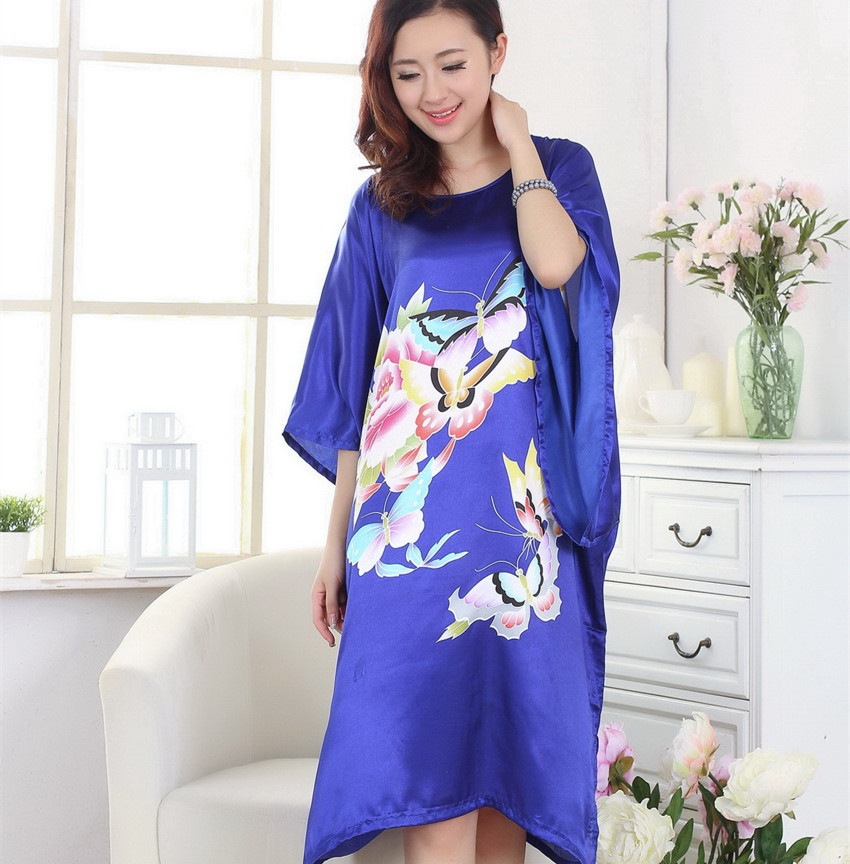 Áo Choàng Ngủ Kimono Chất Liệu Satin In Họa Tiết Thời Trang Cho Nữ