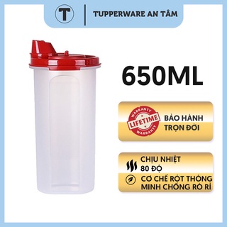 Bình dầu Tupperware Stak n Pour 650ml rót dầu ăn, mật ong, siro nước mắm không bị rò rỉ ra nắp, kín tuyệt đối