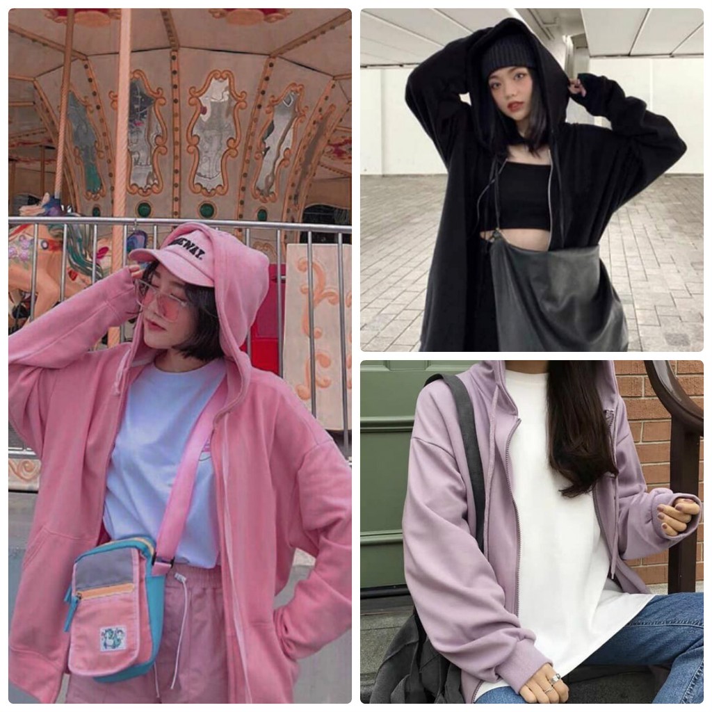 [Kèm video + hình thật] Áo khoác hoodie có dây kéo zip basic hoodie unisex