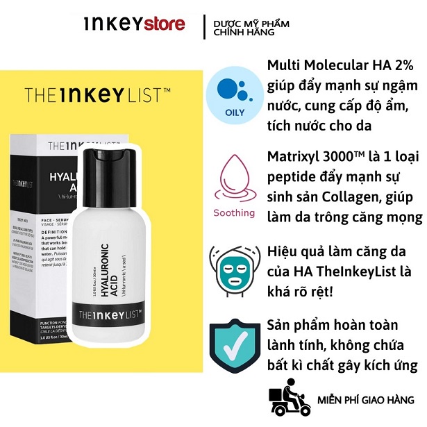 [Bill Mỹ] Tinh chất cấp ẩm Hyaluronic Acid THE INKEY LIST