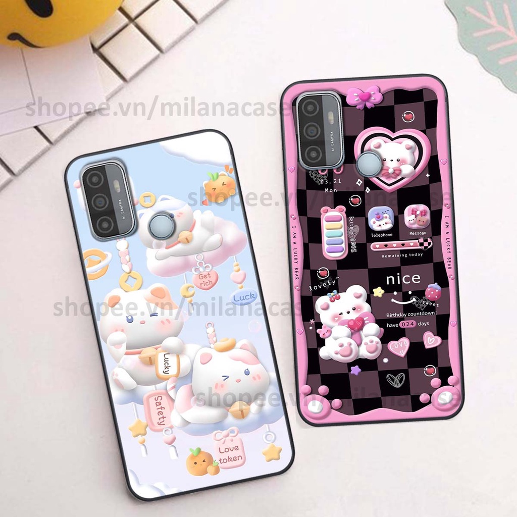 Ốp Oppo A53 hình đồng hồ icon gấu mèo cute cực dễ thương ngộ nghĩnh