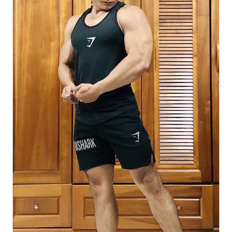 ÁO BA LỖ GYMSHARK VẢI THUN POLLY - ÁO TANKTOP TẬP GYM NAM - dogymnambenbenz chuyên đồ tập gym nam - xưởng may đồ gym nam