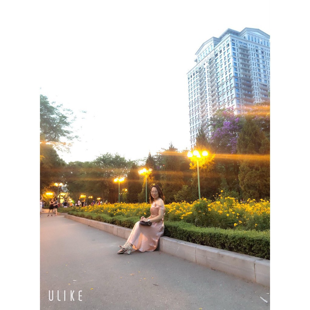 [ xả kho ] MiD Đầm xòe be lêch vai V1013 Mie Design ảnh thật