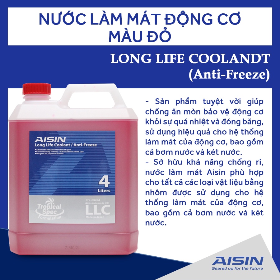 Nước làm mát động cơ ô tô AISIN Đỏ (RED) LCPM20A1LR - Chai 1L