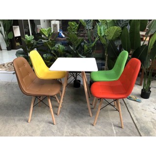 ghế đệm Eames bọc da cúc nhập khẩu chân gỗ( gh04)