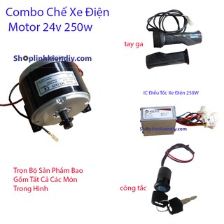 combo chế xe đạp điện 24v 250w - bộ chế xe điện