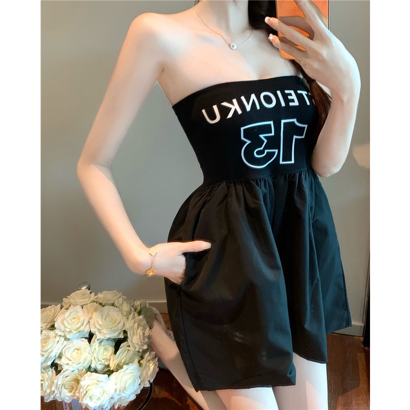 Bộ Áo Liền Quần Ống Rộng Lưng Cao In Họa Tiết Phong Cách Hàn Quốc Thời Trang Cho Nữ