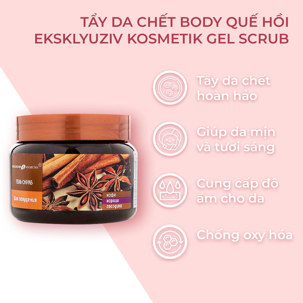 Tẩy Da Chết Toàn Thân Quế Hồi Cà Phê Nga 380g