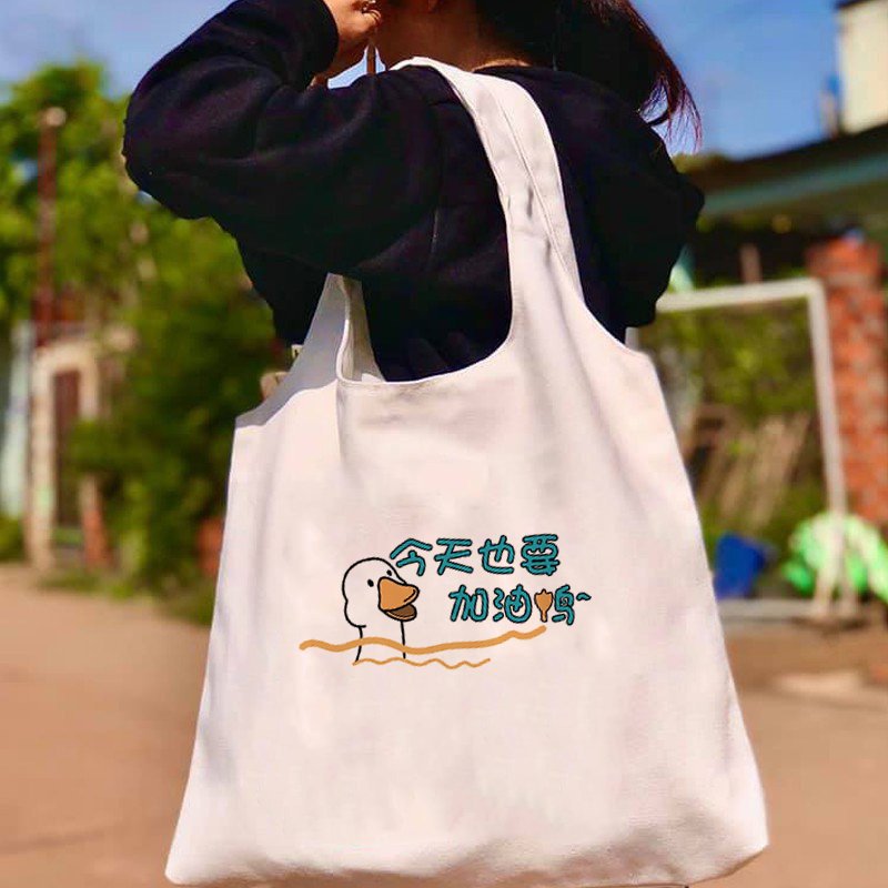 Túi Xách Nữ Tote In Hình  Vịt Tiếng Trung TEENFASHION