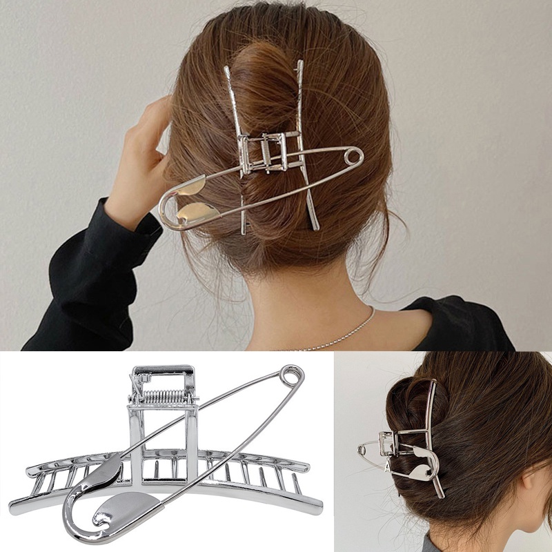 Kẹp Tóc Kim Loại Màu Bạc Thời Trang Hàn Quốc Cho Nữ